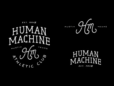 Human Machine athletic club hand drawn human logos machine simple typography