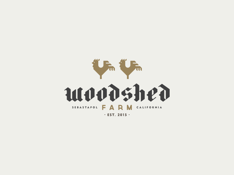 Woodshed Farm blackletter custom farm logo simple typography