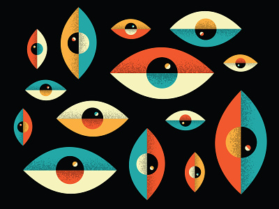 Eyes... color eye illustration mid century modern retro simple texture