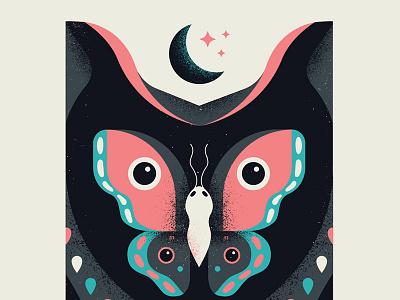 Owl butterfly eye illustration owl poster screen print shapes simple wings
