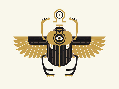 Scarab alchemy beetle black egyptian eye gig gold illustration lines poster scarab wings
