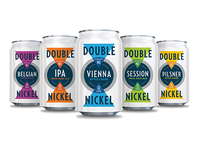 Double Nickel beer brewery can colors packaging rebrand retro simple typography