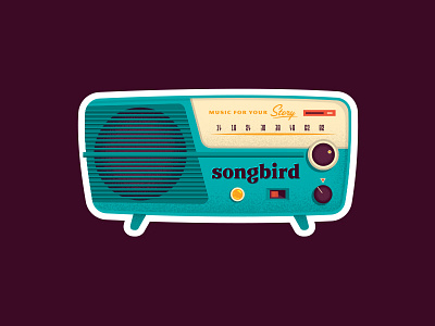 Radio Sticker illustration mid mod music radio speaker sticker