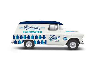 Richard's Rainwater bottles design drops modern packaging pattern rain simple sparkling typography vintage