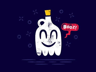Boooooooz booze bottle cartoon character ghost illustration jug spirit