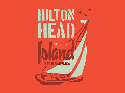 Hilton Head birds boats hilton head illustration ocean