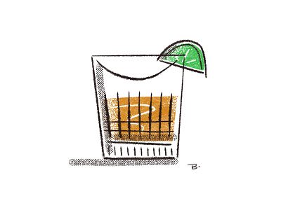 Tequila cocktail glass illustration line mid mod procreate procreate brushes tequila
