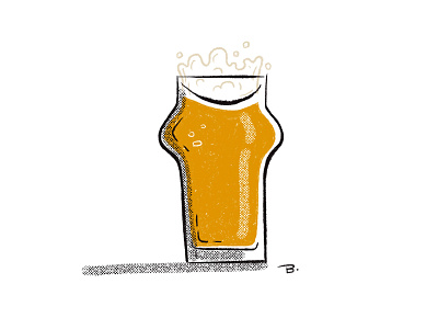 Beer beer brushes illustration mid century pint pint glass procreate