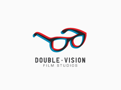 Double Vision 3d cool film glasses logo modern retro simple studio
