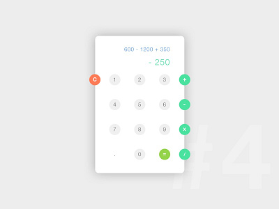 Calculator calculator card colors dailyui day4 floating material minimal