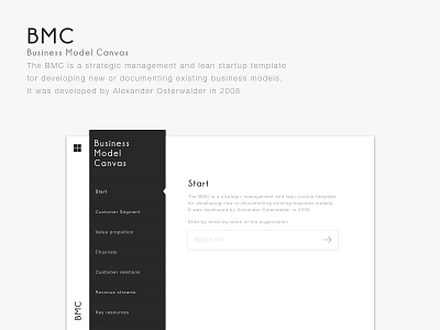 BMC - Business Model Canvas Website card colors floating material minimal web