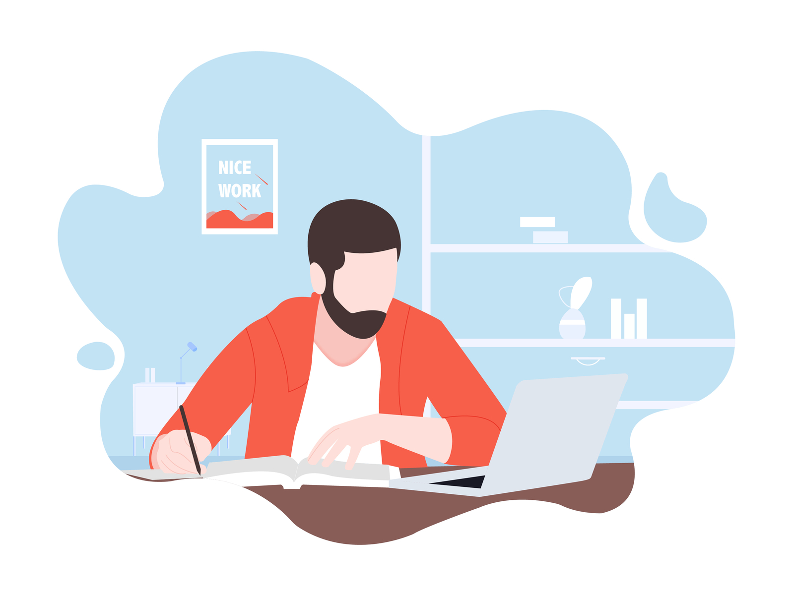 Library character illustration by White Lee on Dribbble