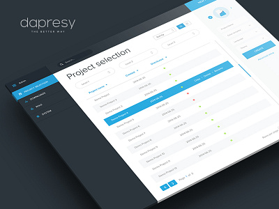 Dapresy Pro UI branding dapresy dashboard flat interface mockup navigation saas ui user ux visualisation