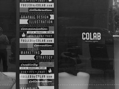 Colab Windows agency branding colab environmental glass pattern type typography vinyl window