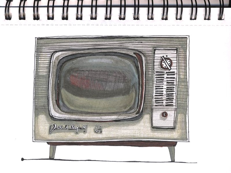Page Sketchbook №2 "TV" tv felt-tip pen colored pencils gel pen illustration