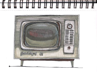 Page Sketchbook №2 "TV" colored pencils felt tip pen gel pen illustration tv