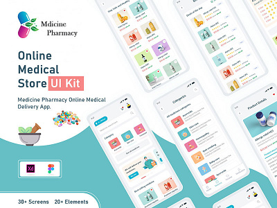 Medical order app (Online Pharmacy) agency ayurvedic app branding company concept design designer ecommerce app icon madbrains medical app mobile onilne shopping pharmacy app ui kit typography ui ui kit vector