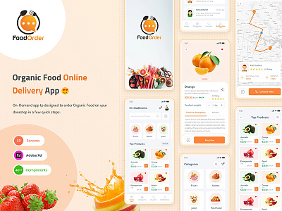 Food Order - Grocery Application UI kit bestdesign delivery design foodapp fooddeliveryapp mobileapp mobileapplication mobiledesign onlineorderapp uidesign uikit