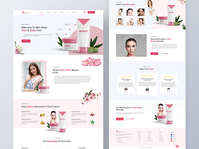Cosmetic Products Free Download Landing page 2020dedsign beautyproduct beautyproductlandingpage design ecommercesdesign newtrend singleproductwebsite skinglowdesgin topdesign uiuxdesign