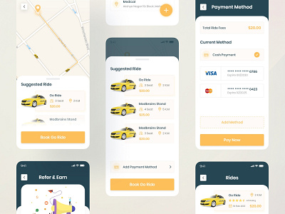 Book Ride UI kit booking booking app branding cab cab booking car car booking company concept design illustration location app map mobile ride travel trip planer ui ux virtual reality