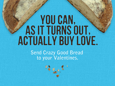 Buy Love! abstract banner blue branding bread copywriting creative direction food heart illustration photo photography