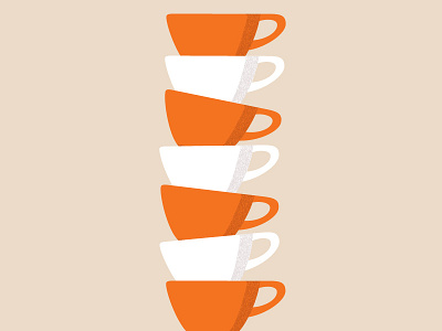 Cups 2x coffee cups flat illustration orange stacked texture vector