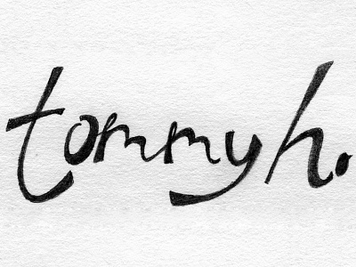 Tommy H Logotype Sketch black and white hand drawn lettering name paper pencil