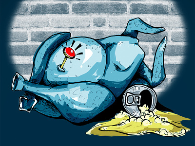 Drunk Turkey Illustration Colored
