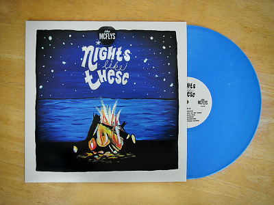 Nights Like These Photo 1 album art beach blue bonfire hand drawn illustration lake music pop punk punk stars vinyl vinyl jacket