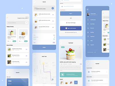 Foodie - Food Delivery App app card clean concept delivery food delivery interface ios login screen map minimal payment product design register restaurant ui ux