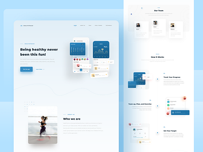 Healthtrack - Landing Page Exploration clean color design interface landingpage minimalist mobile design mobile ui responsive typography ui uidesign ux webdesign website