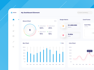 Novo - Dashboard for UI Component app chart clean dashboard design element minimalist neumorphism statistic typogaphy ui ui component ux website