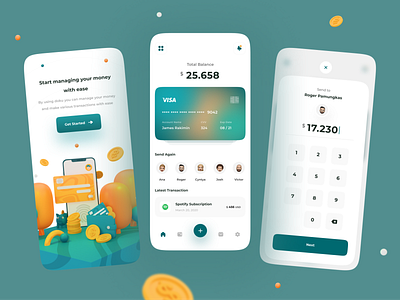 Doku - Digital Wallet App 📱 3d 3d modeling app card clean finance fintech illustration interface minimalist mobile mobile app transaction ui uiux ux wallet wallet app