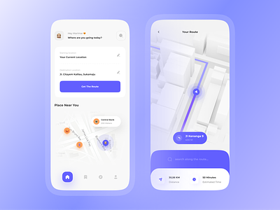 SQUY - Map App Concept 3d app building clean clean design design gps guide interface location map minimal route transport uidesign ux