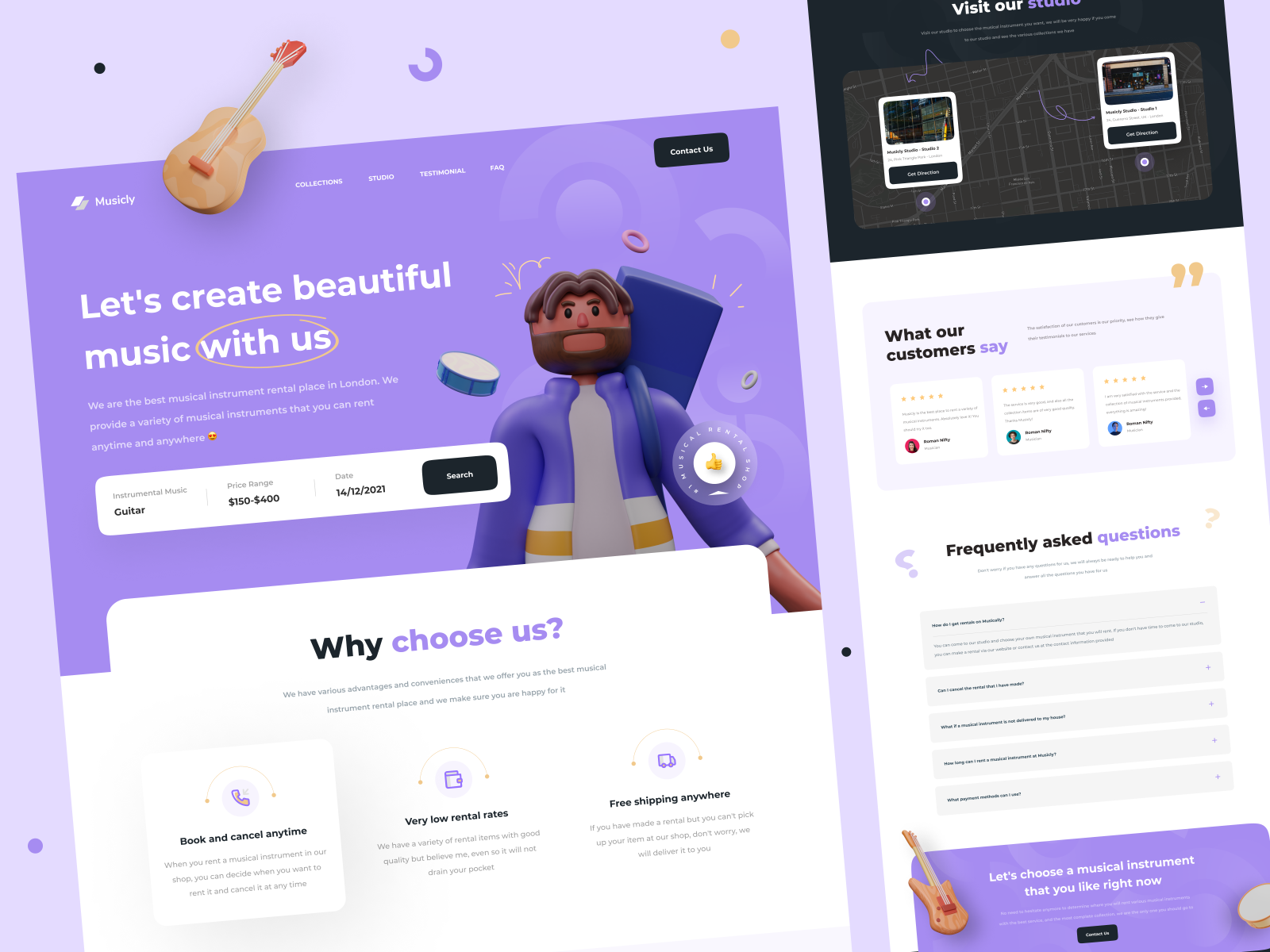 Musicly - Musical Instrument Rental Web by Regi Pangestu on Dribbble
