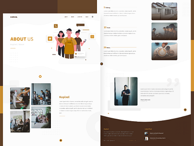 Kopixel - About Page about aboutpage brown coffe drink flatdesign food geometric landingpage page restaurant shape site ui uidesign uiux ux uxdesign wave website