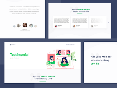 Testimonial Page - Levidio card flatdesign illustrations landingpage layout layoutdesign page product section shadow testimonial ui uidesign uiux uxdesign