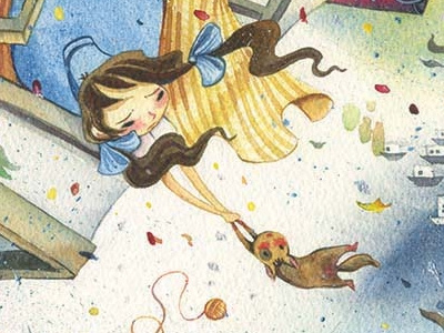 Twister blue character design children art dog exhibition flying gallery girl illustration twister witch wizard of oz