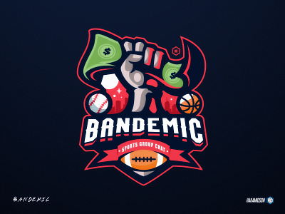 BANDEMIC SPORTS GROUP CHAT LOGO americanfotball animation baseball basketball branding esport gaming graphic design group mascot podcast sport ui