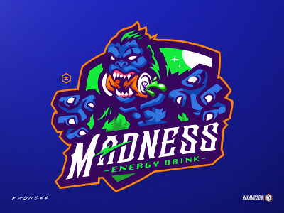 KING KONG MASCOT FOR MADNESS ENERGY DRINK baseball basketball branding energy drink football gaming graphic design logo sport