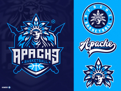 APACHE MASCOT LOGO baseball basketball branding design gaming graphic design illustration logo mascot sport ui