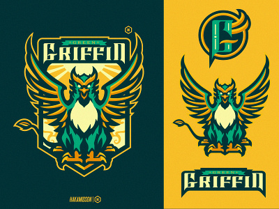 GRIFFIN MASCOT LOGO baseball basketball branding design gaming gammer graphic design green griffin illustration logo logoforsale mascot sport