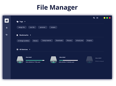 File Manager app dark theme design file explorer file manager firstshot ui