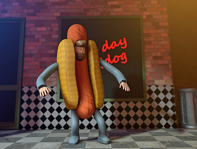 Mr HotDog #2 3d character cinema4d hotdog