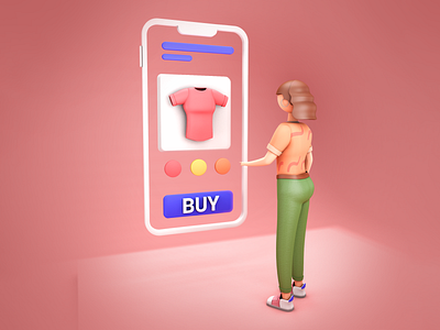 online vs retail store 3d app design character design colors design ecommerce illustration mobile mobile design mobile ui