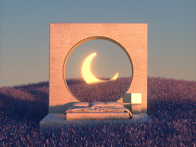 The views / 14 Nature 3d bed design dream evening night outside render summer