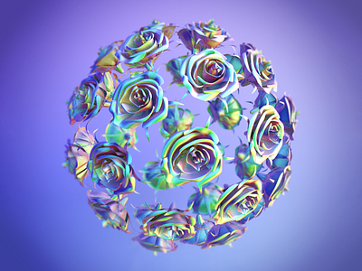 Iridescent 3d abstract roses