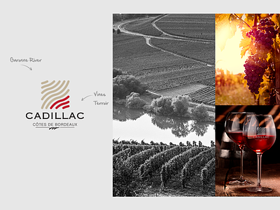 Cadillac Côtes de Bordeaux advertising branding design flat logo vector vines wine