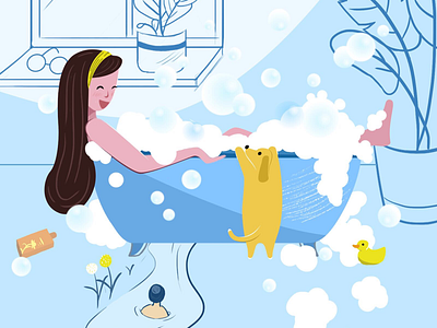 A bubble bath illustrations