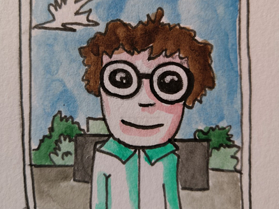 Autoportrait aux lunettes aquarella aquarelle